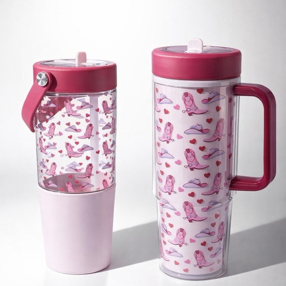 Holiday Time Other - 💕🤠 set of 2 Valentine’s Western Tumblers | Boots, Hearts & Hats  | NWT